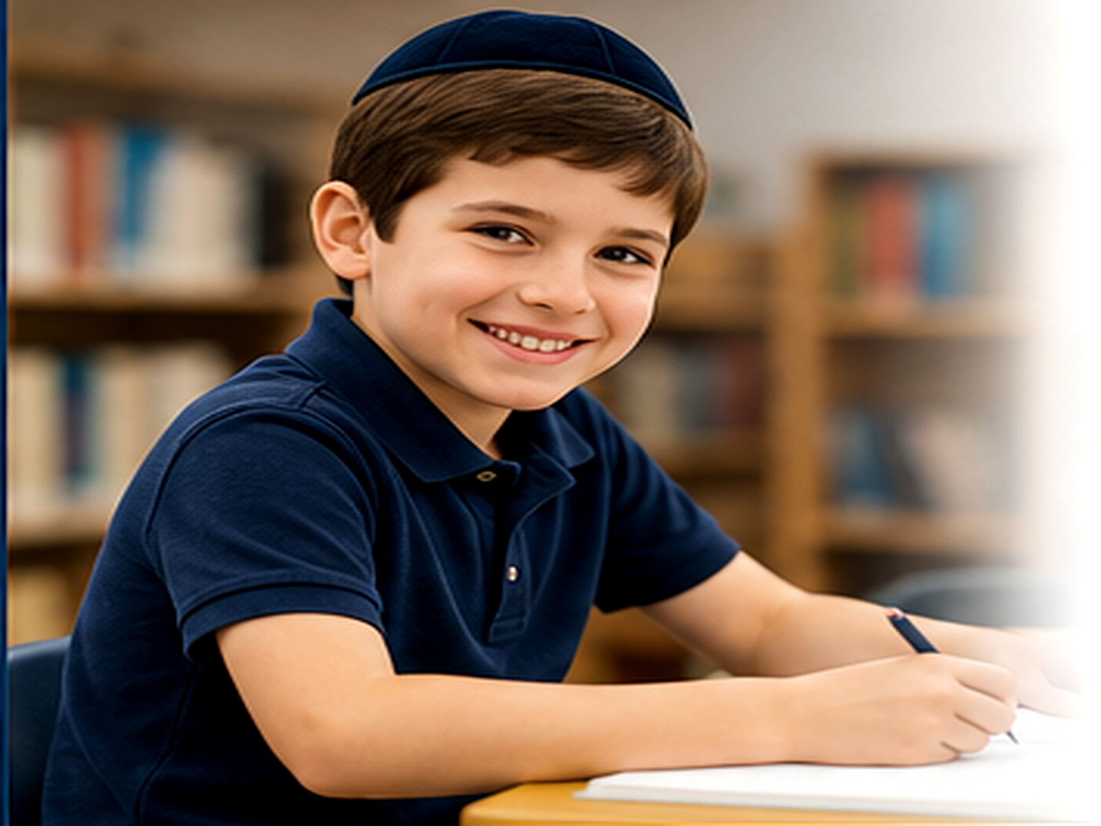 Jewish school boys walking outside school